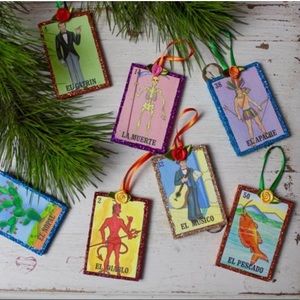 Set of 12 Lotería Ornaments Handmade Christmas